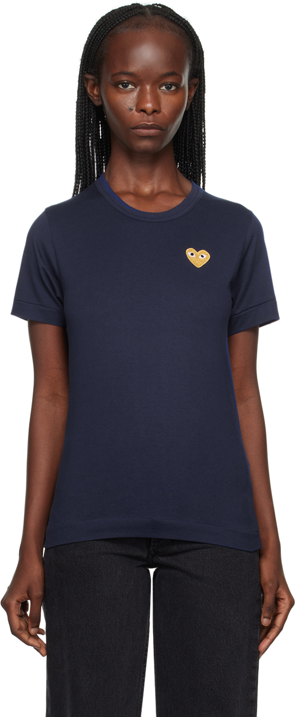 des Play: Gold Heart Patch T-Shirt SSENSE