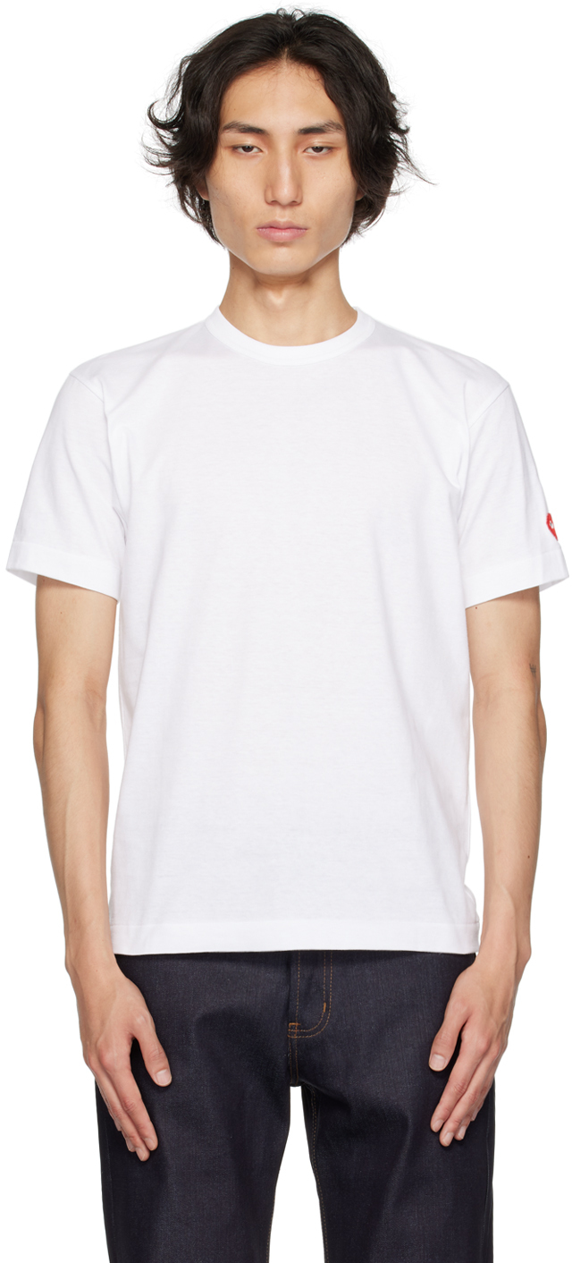 Shop Comme Des Garçons Play White Invader Edition T-shirt In 3 White