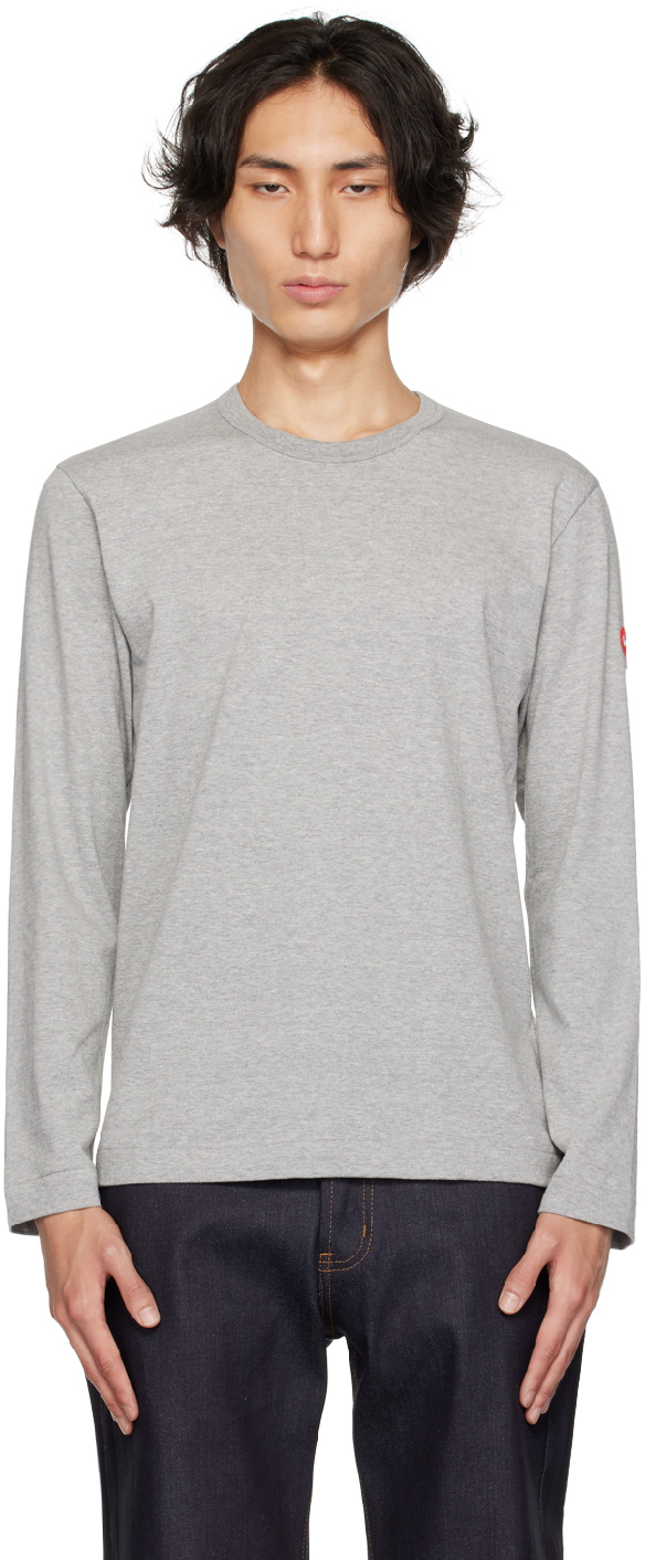 Comme Des Garçons Play Gray Invader Edition Long Sleeve T-shirt In 2 Grey