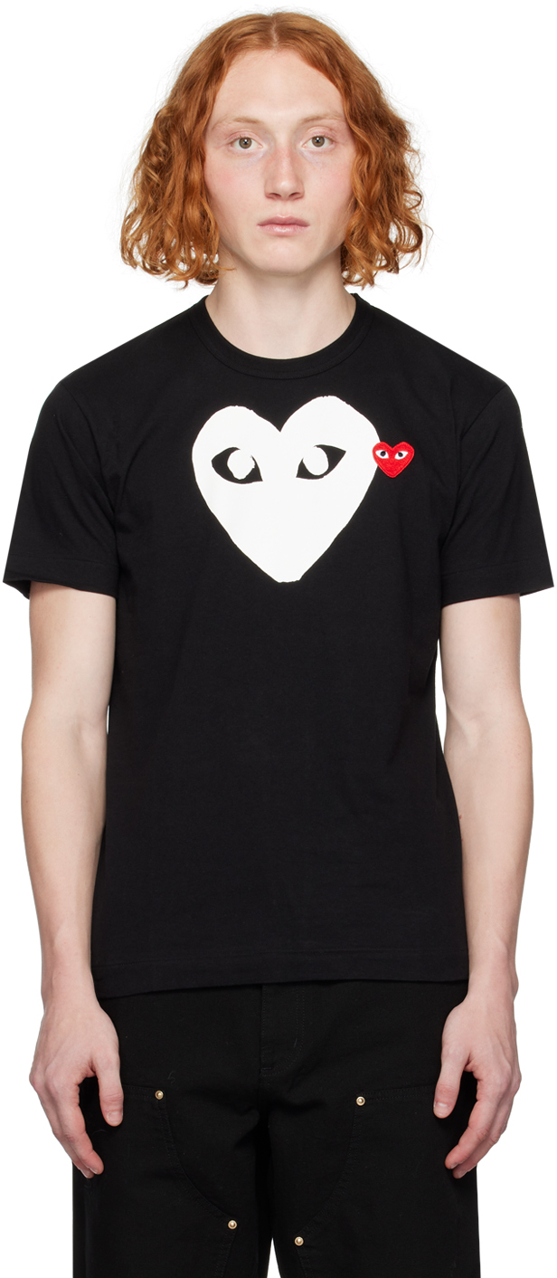 COMME des GARÇONS PLAY: Black Outline Heart T-Shirt | SSENSE