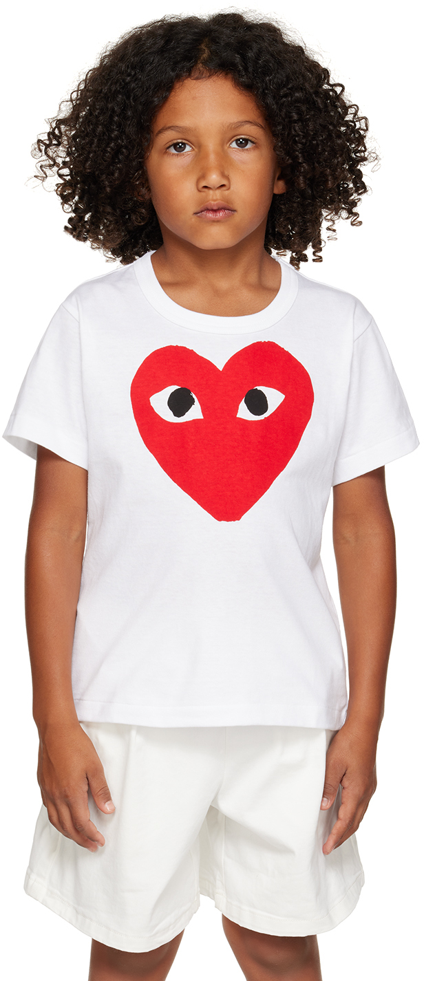 Comme Des Garçons Play Kids White Heart T-shirt In 1â -â White
