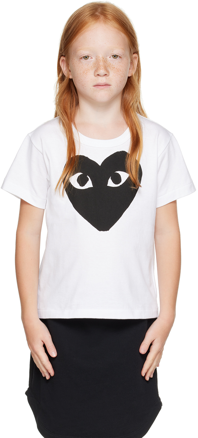 Comme Des Garçons Play Kids White Big Heart T-shirt In 1â -â White/black