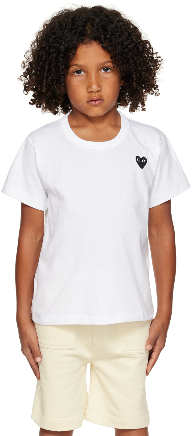 Comme Des Garçons Play Kids White Heart Patch T-shirt In 2â -â White