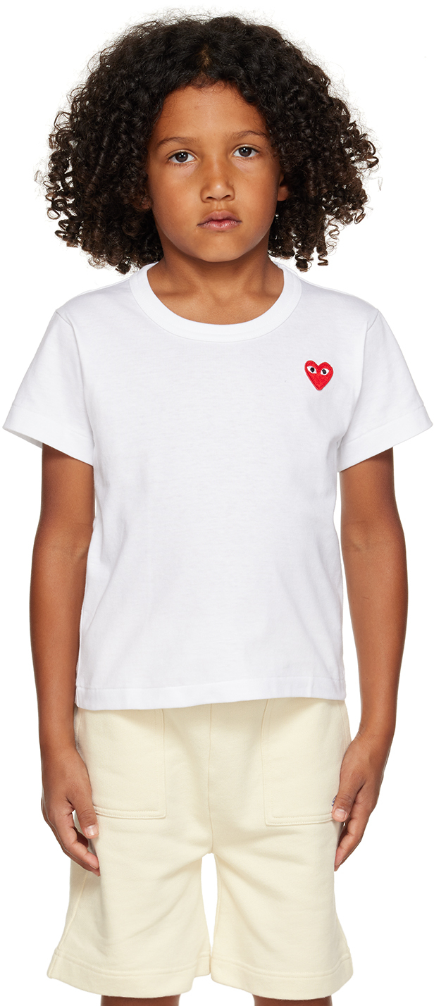 Comme Des Garçons Play Kids White Heart Patch T-shirt In 2â -â White