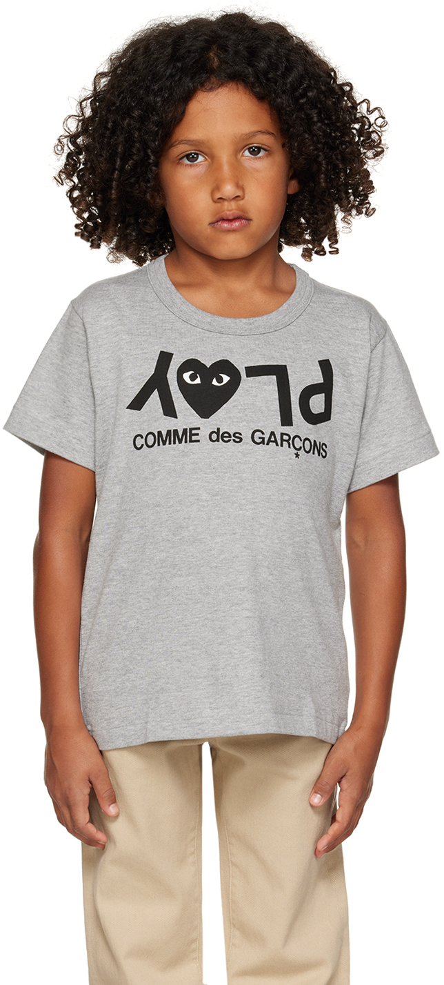 Comme Des Garçons Play Kids Gray Printed T-shirt In 1â -â Grey
