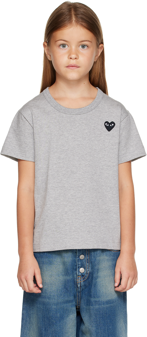 Comme Des Garçons Play Heart-patch Cotton T-shirt In Grey