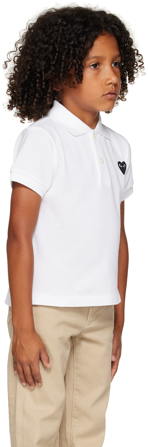 COMME DES GARÇONS PLAY KIDS WHITE HEART PATCH POLO 