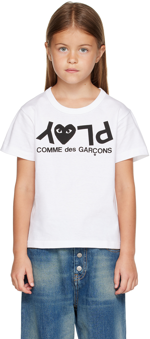 Comme Des Garçons Play Kids White Printed T-shirt In 1â -â White