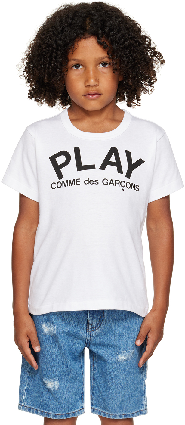 Comme Des Garçons Play Kids White Printed T-shirt In 1â -â White