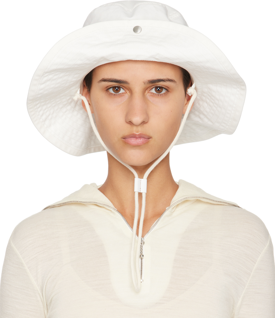 Shop Jil Sander Off-white Button Bucket Hat In 102 Porcelain