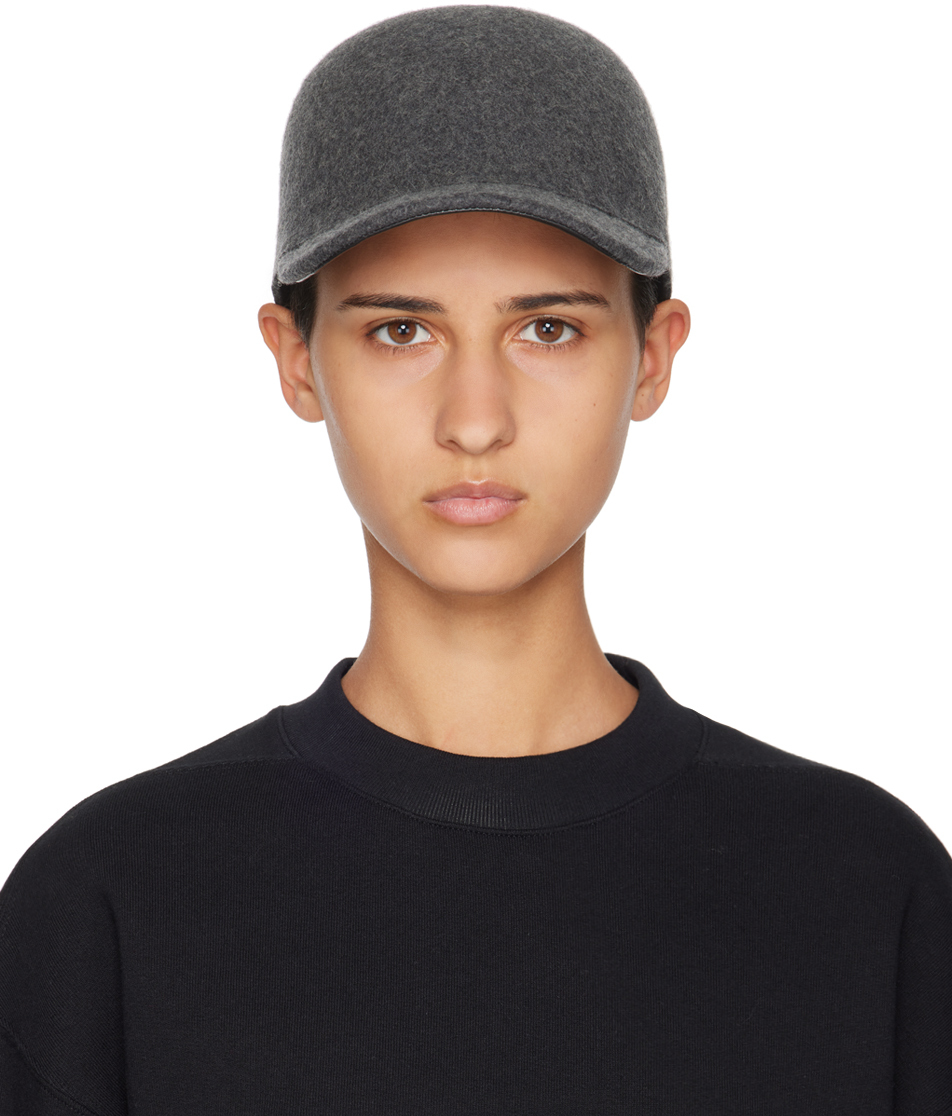 Jil Sander Logo-embroidered Wool Cap In 029 Lava Stone
