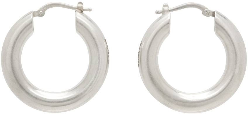 Shop Jil Sander Silver Hoop Earrings In 041 Silver
