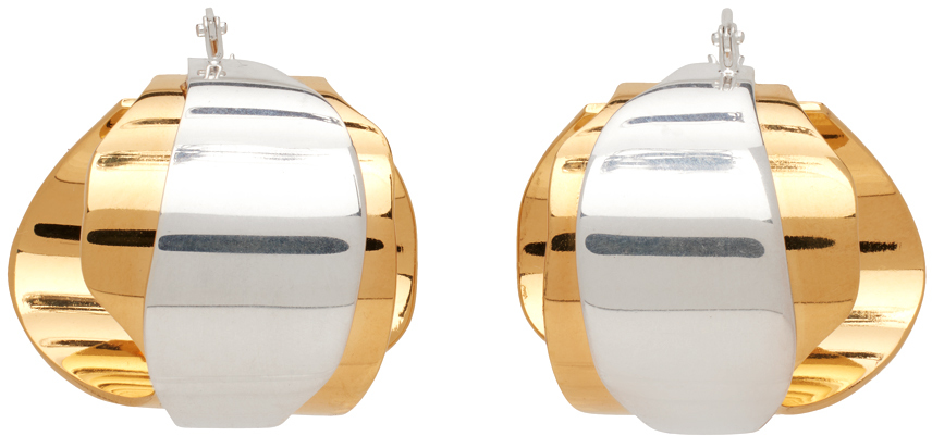 Jil Sander Silver & Gold Aw3 Earrings In 040 Silver+gold
