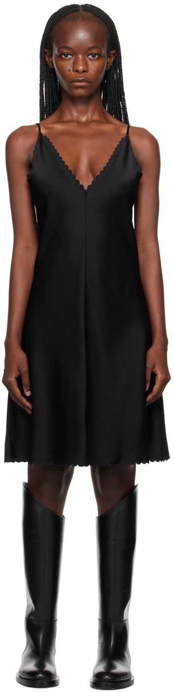 Shop Jil Sander Black Scalloped Minidress In 001 Black