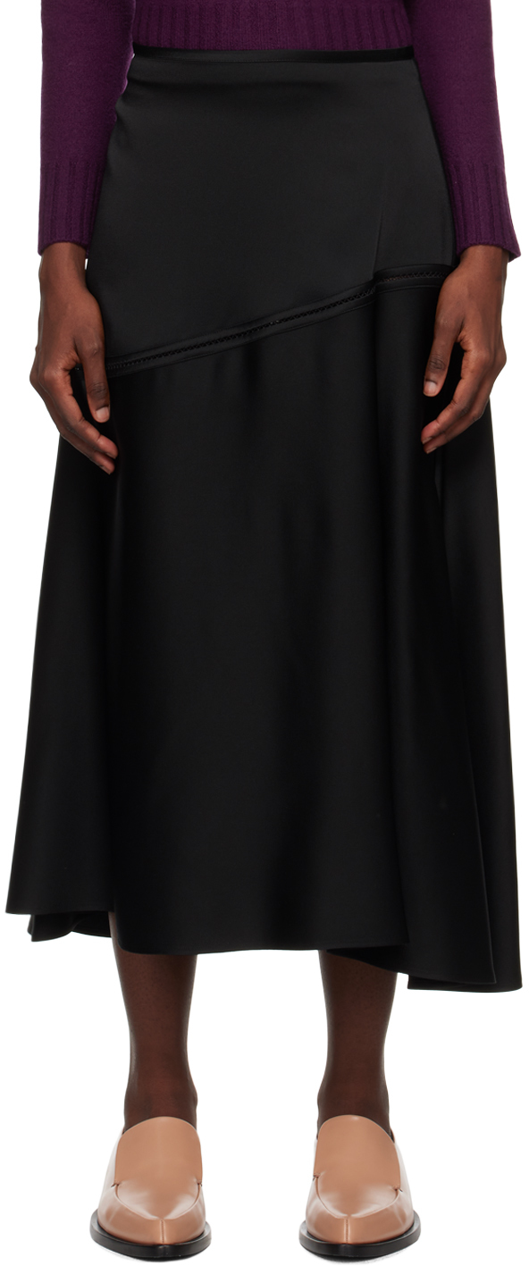 Shop Jil Sander Black Flared Midi Skirt In 001 Black
