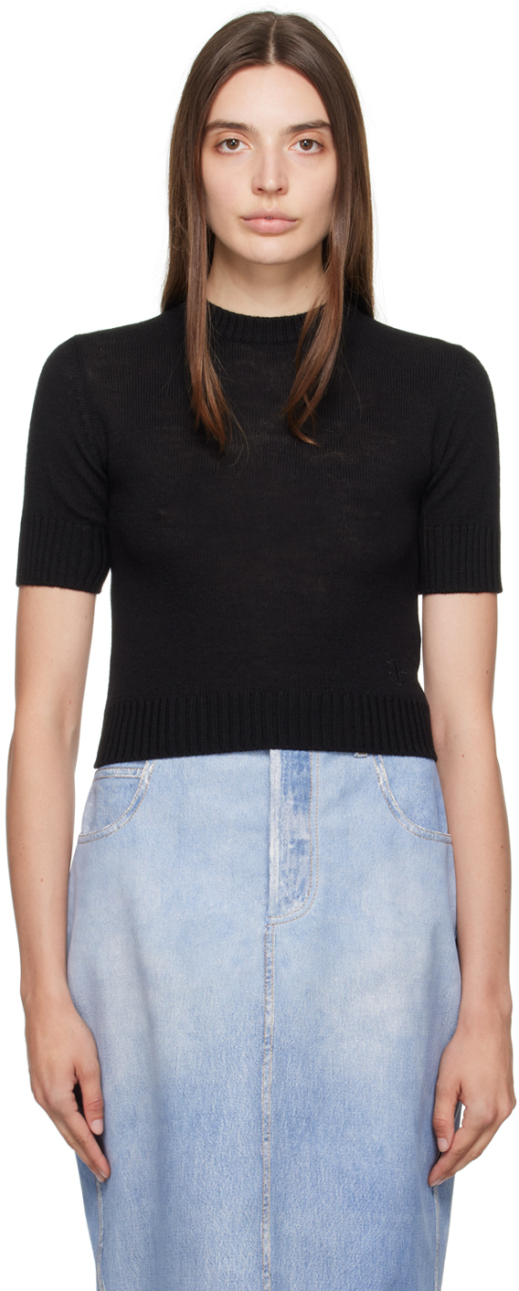 Black Embroidered Sweater by Jil Sander on Sale