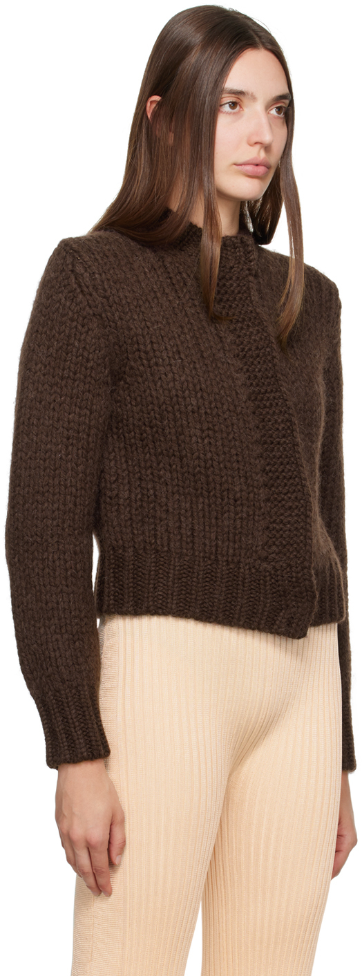 Jil Sander Brown Press-stud Cardigan In 201 Chocolate Brown