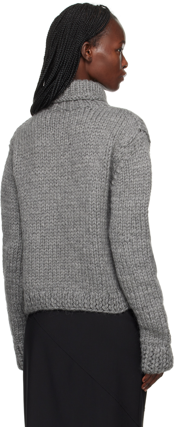 Jil Sander Gray Jacquard Turtleneck In 035 Medium Grey