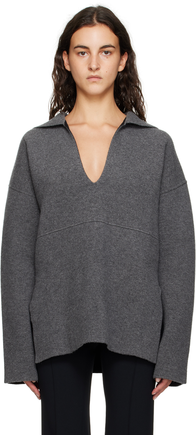 Jil Sander Gray & Black Reversible Sweater