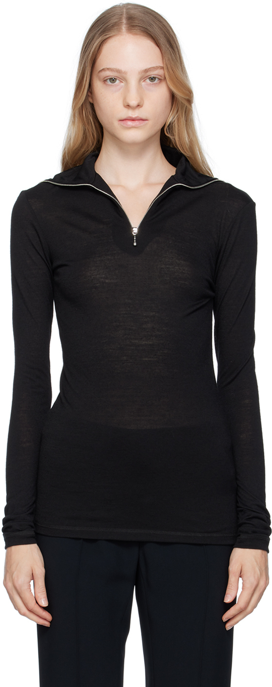 Black Half-Zip Polo by Jil Sander on Sale