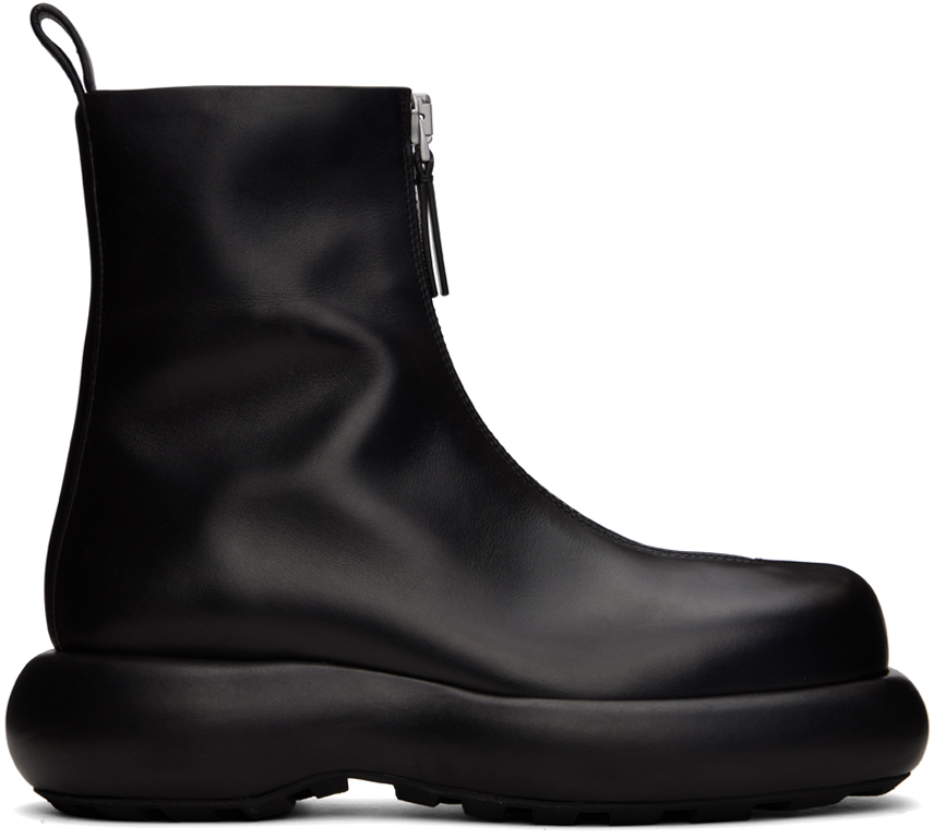 Jil Sander Black Zip Boots In 001 Black