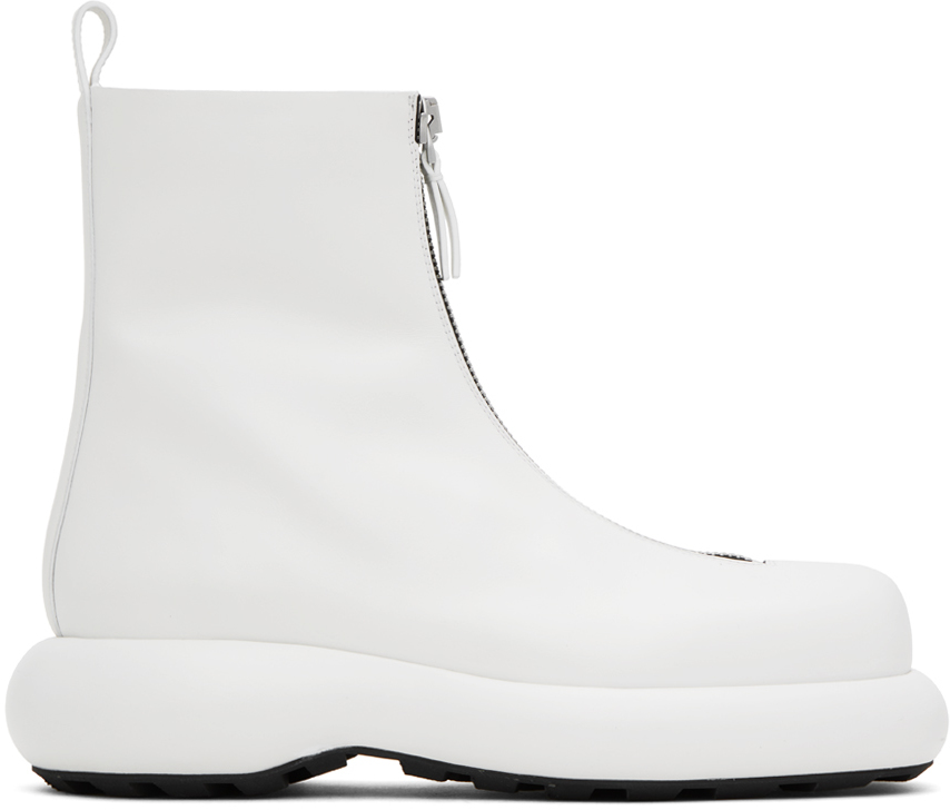 Jil Sander: White Zip Boots | SSENSE