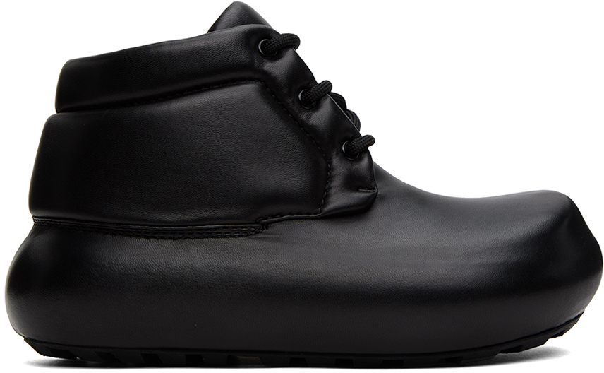 Jil Sander Black Padded Ankle Boots In 001 Black