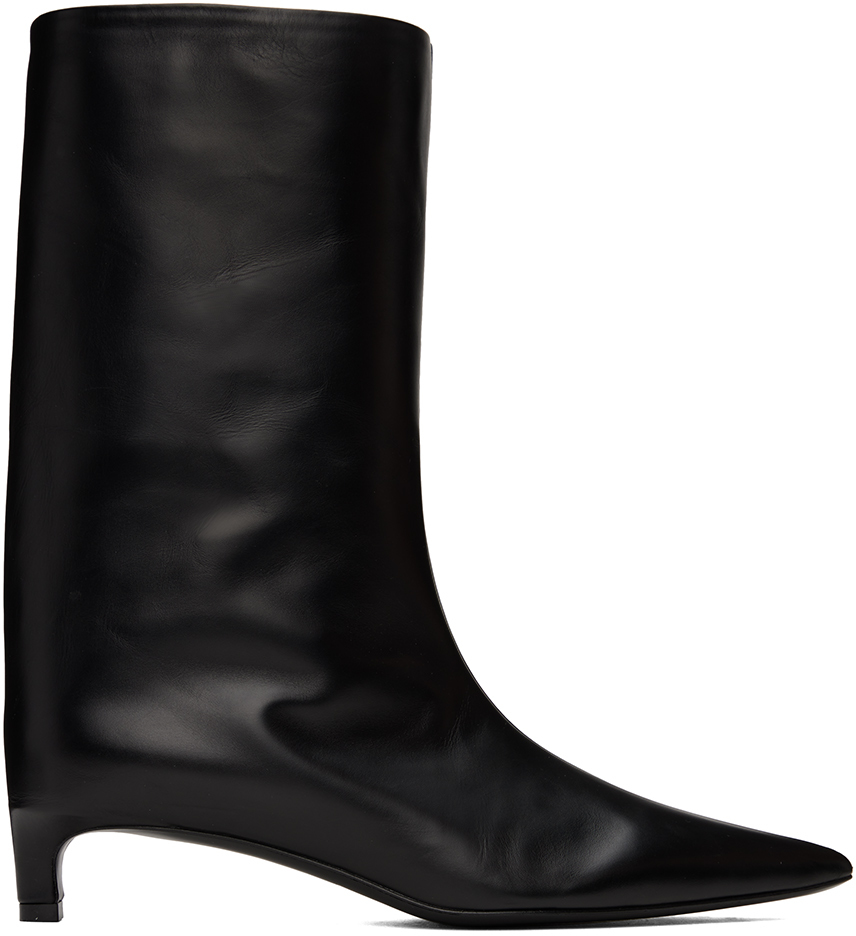 Jil Sander Black Pointed Toe Boots In Nero