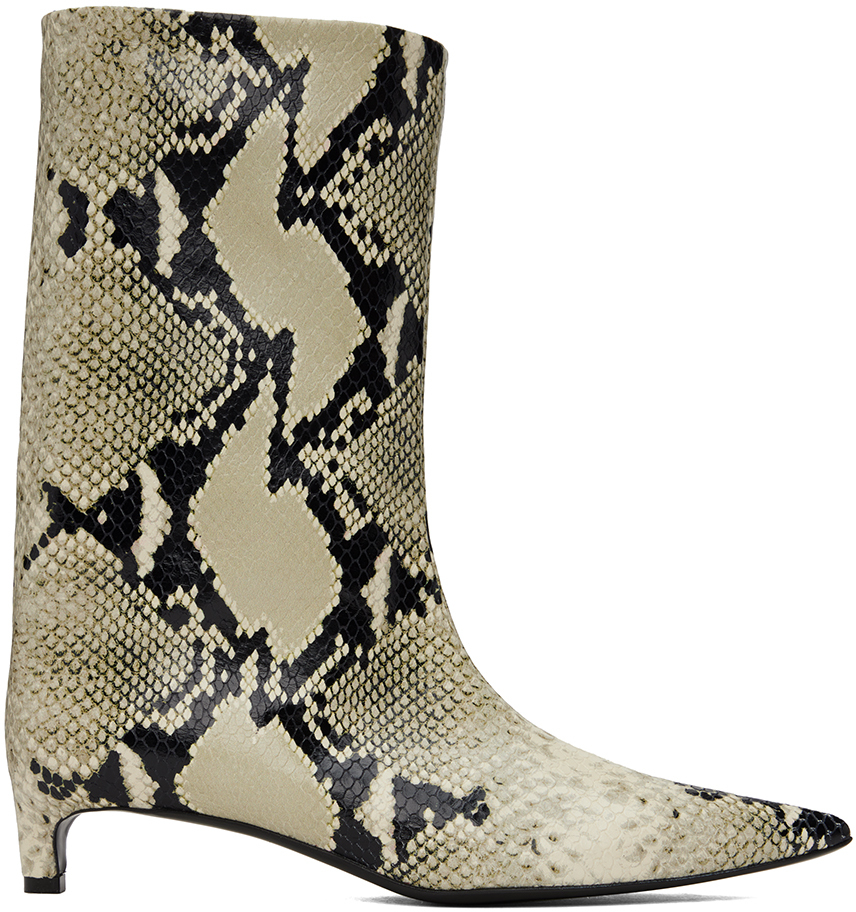Shop Jil Sander Off-white Pointed Toe Boots In 276 Bone