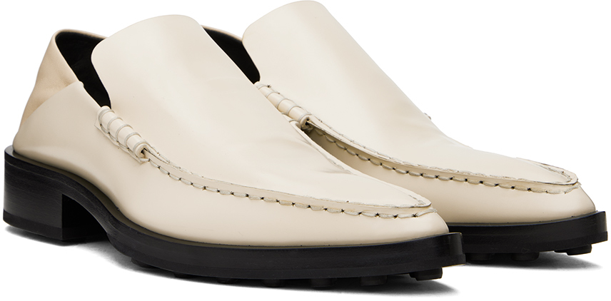Jil Sander Off-white Pointed Toe Loafers In 276 Bone