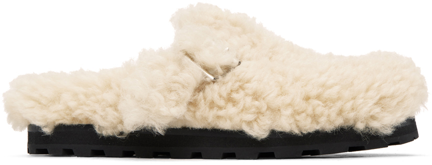 Jil Sander Off-white Single Buckle Loafers In 274 Pale Grey