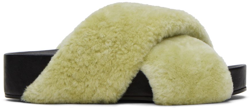 【関税&送料込】Jil Sander Shearling Sandal Shearling sandals in white - Jil Sander | Mytheresa