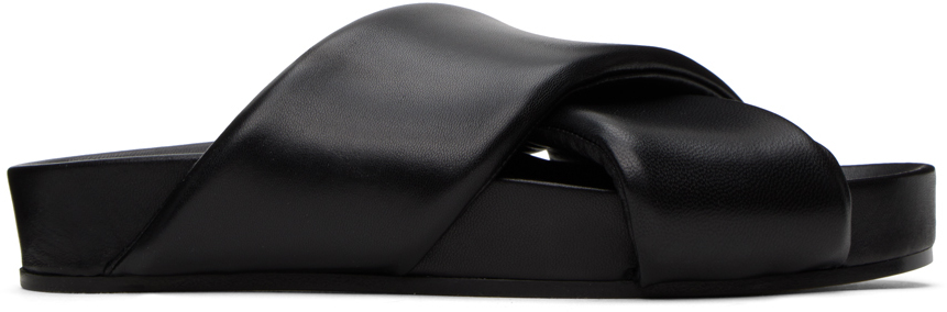 Jil Sander Crossover-strap Padded Sandals In 001 Black