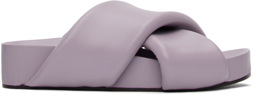 Jil Sander Purple Padded Slides In 518 Aster