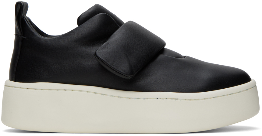 Black Leather Sneakers by Jil Sander on Sale