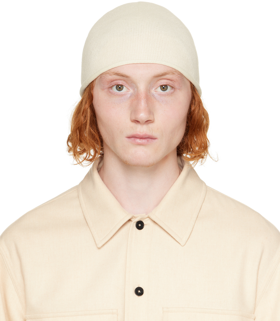 Jil Sander Off-white Rolled Edge Beanie In 104 - Natural