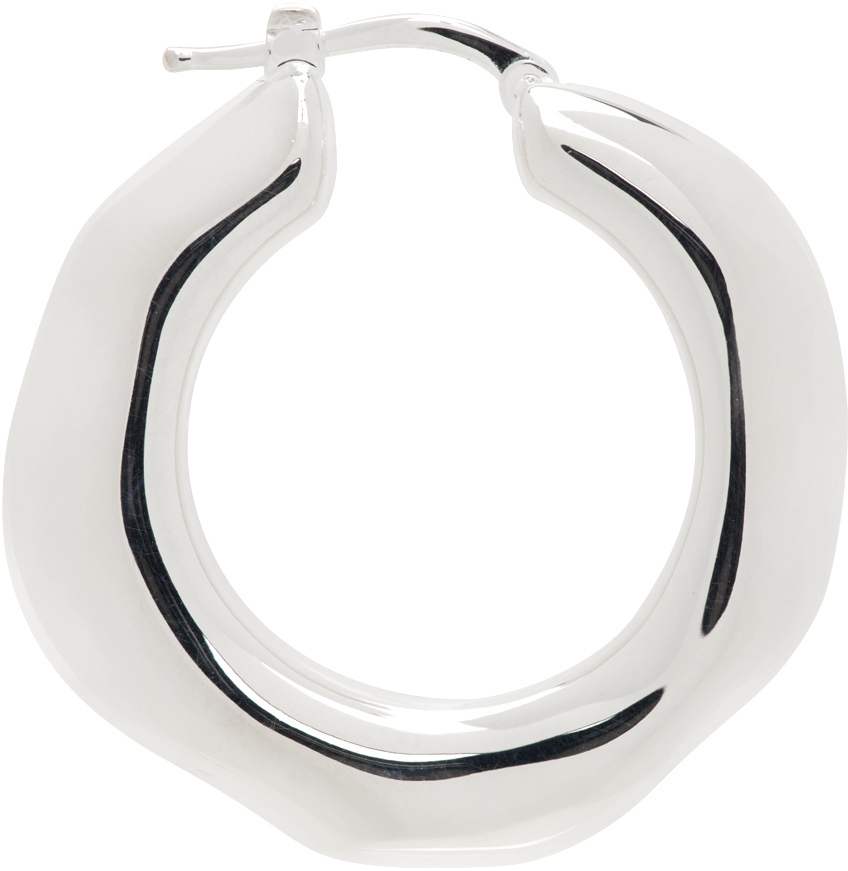 Jil Sander Silver Hoop Single Earring In 045 - Silver
