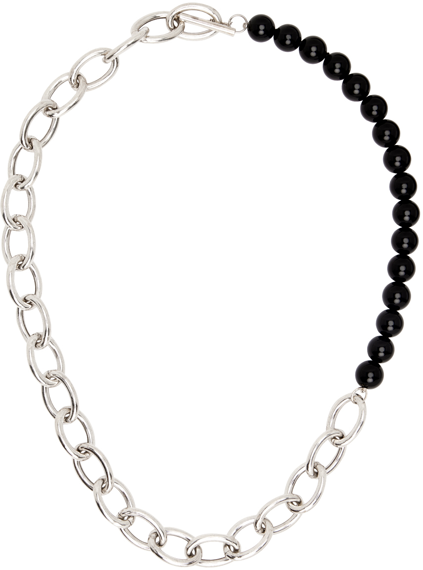 Jil Sander: Silver & Black Solidity Necklace | SSENSE