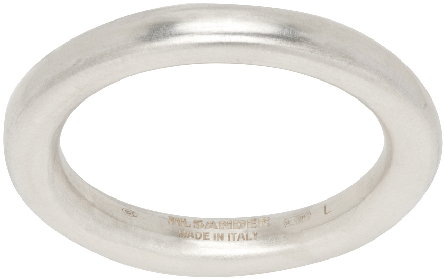Jil Sander Silver Band Ring In 041 - Silver