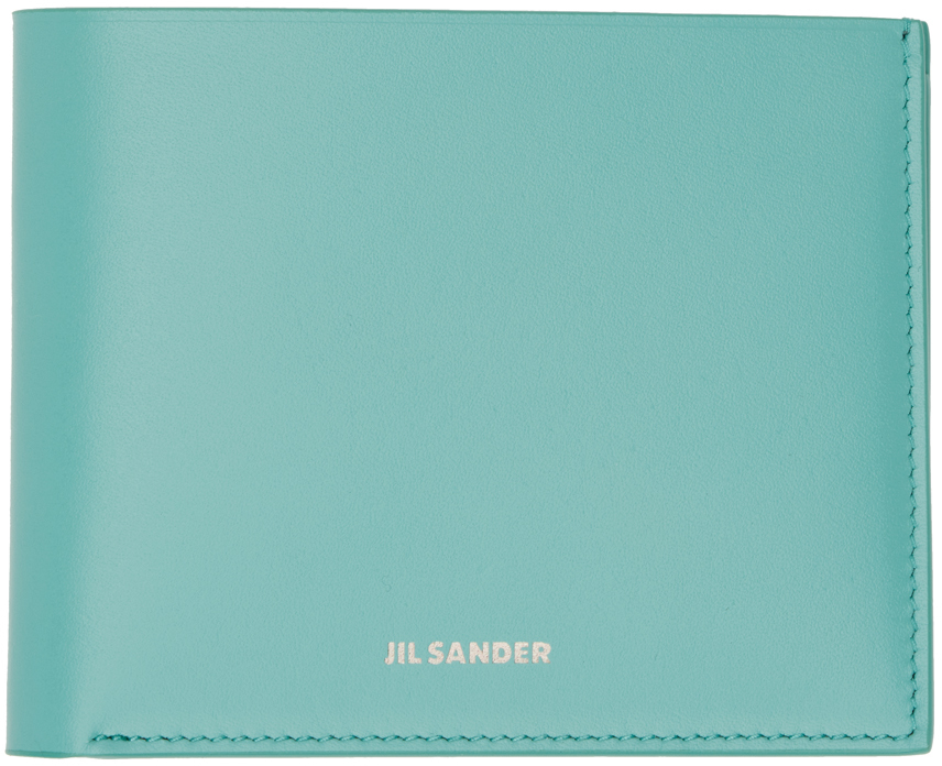 Jil Sander Blue Pocket Wallet In 434 - Turquoise
