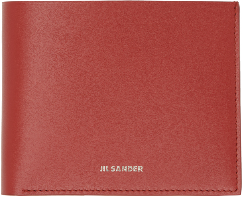 Jil Sander Red Pocket Wallet In 220 - Brick