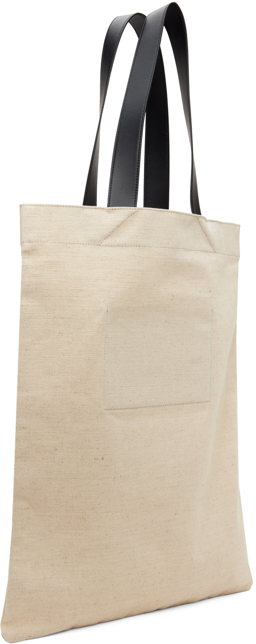 Jil Sander White White Logo Large Tote In 280 - Natural