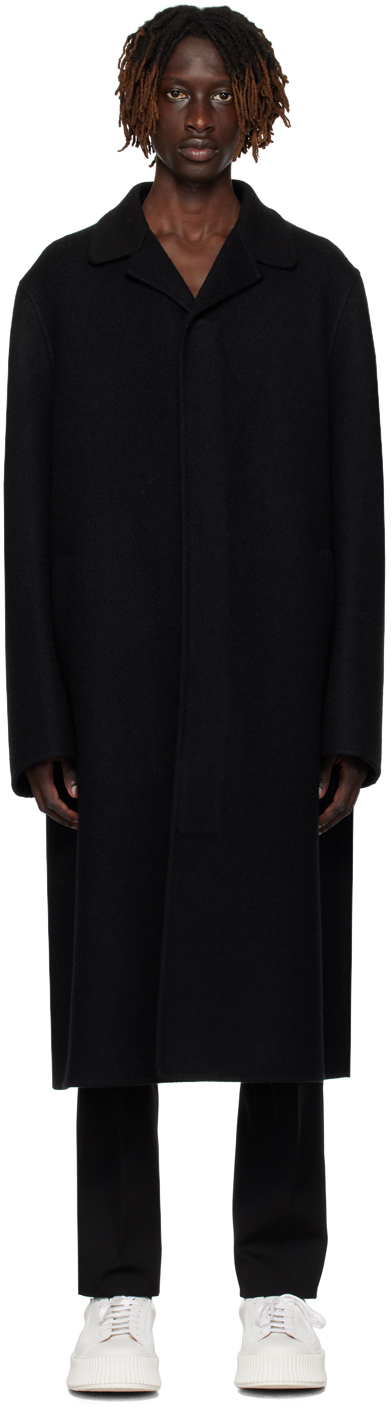 Shop Jil Sander Black Single-breasted Coat In 001 - Black