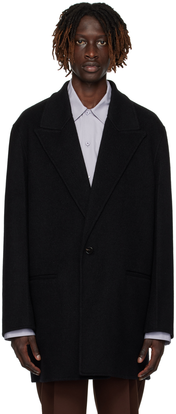 Black Peaked Lapel Coat