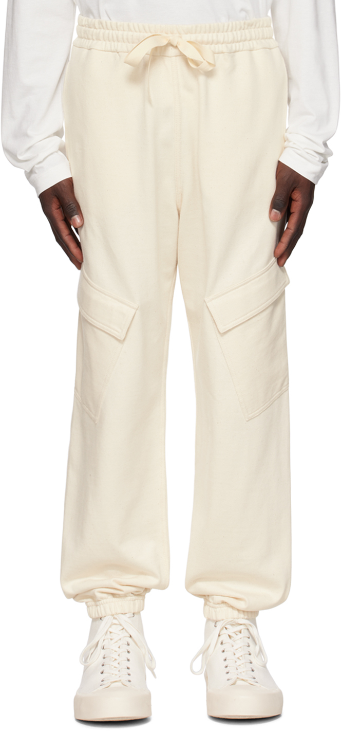 Jil Sander Off-white Drawstring Cargo Trousers In 278 - Raw Cotton