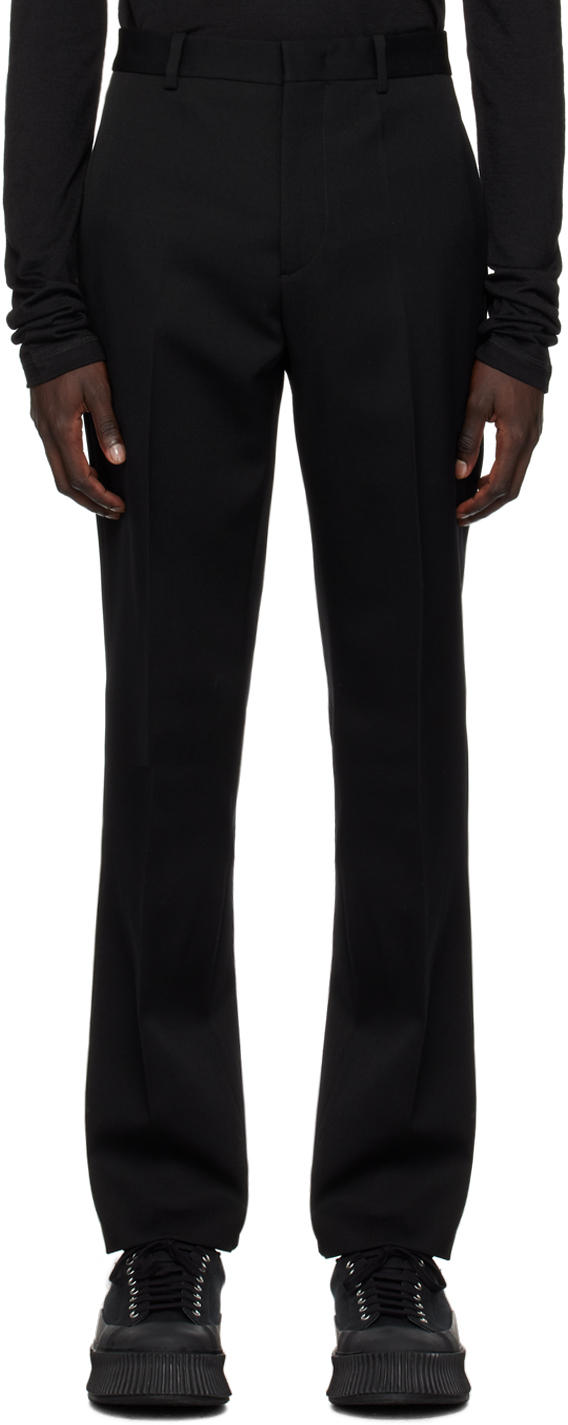 Jil Sander Black One-pleat Trousers In 001 - Black