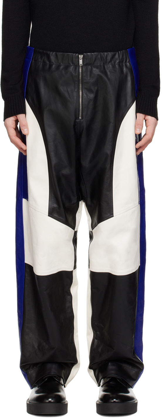 Black & Navy Motocross Leather Pants