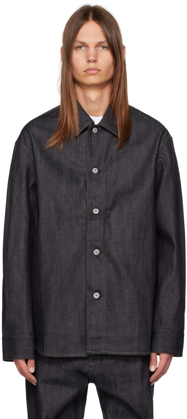 Jil Sander: Navy Button Denim Shirt | SSENSE