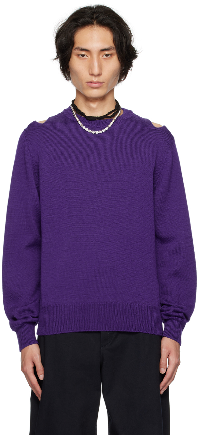 Jil Sander Purple Cutout Sweater In 511 - Purple