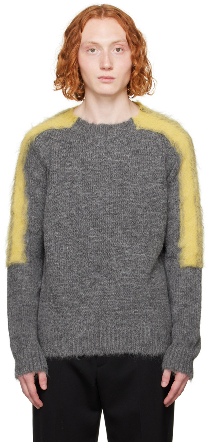 Jil Sander Gray Raglan Sweater In 034 - Pebble